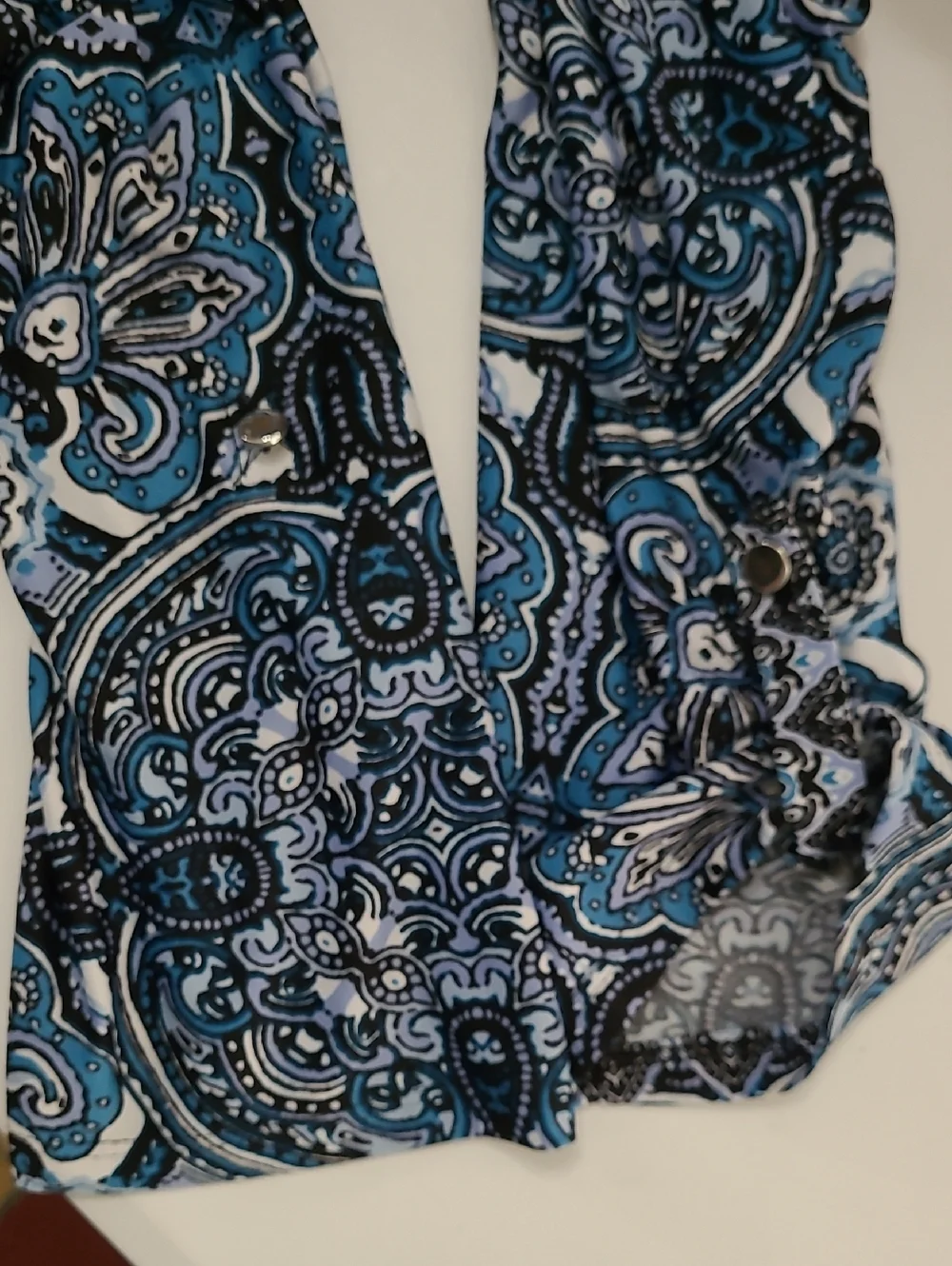 New Directions Blue Paisley Print Long Sleeve Dress size XL